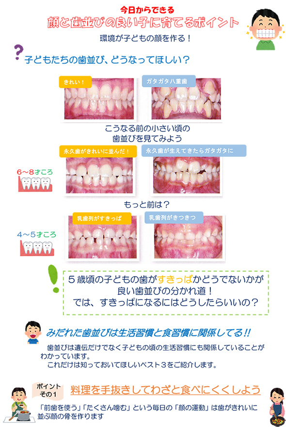 今日からできる「顔と歯並びのよい子に育てるポイント」ポイント1.料理を手抜きしてわざと食べにくくしよう